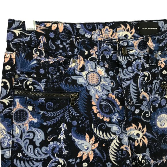 Club Monaco Floral Pattern Alessia Corduroy Skinny Jeans Size 6 Zip Pockets - Picture 10 of 11